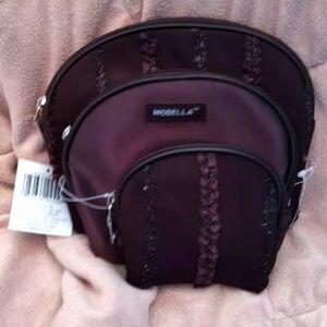 Modella Dark Maroon Cosmetic Bag Set Durable Travel-Friendly Design